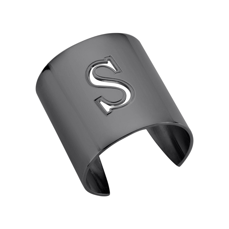 Gunmetal "S" Initial cuff